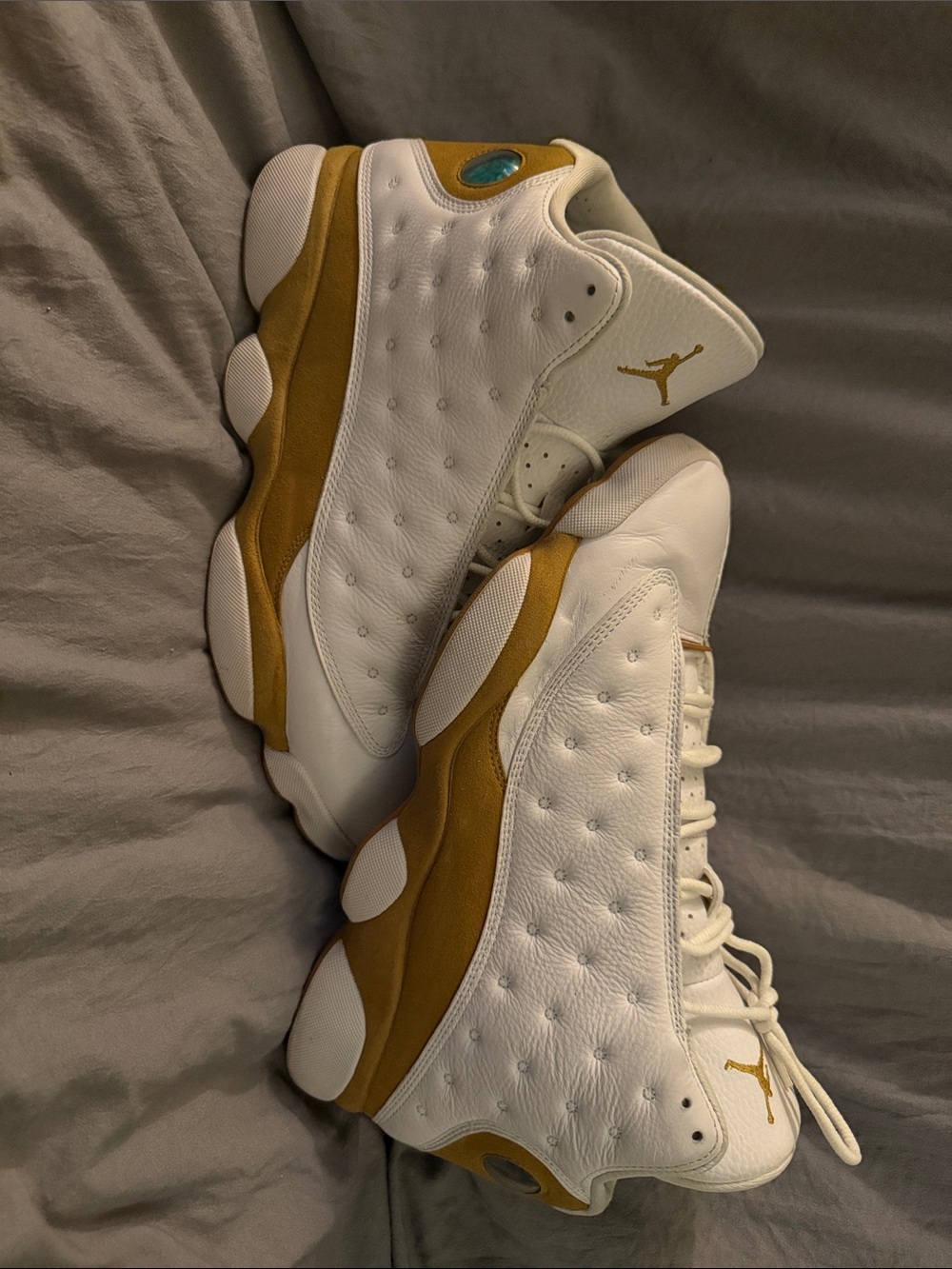 Jordan Men’s White and Gold Retro Basketball Sneakers